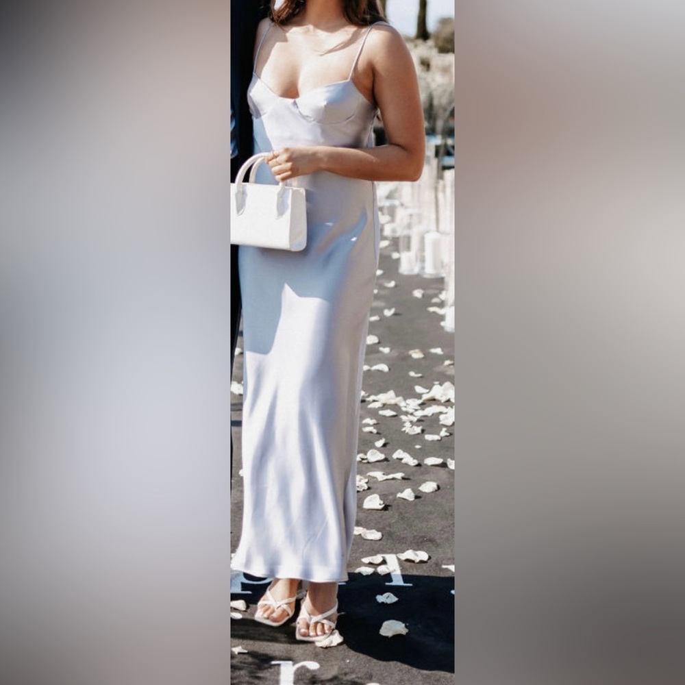 Zara Silver Satin Slip Dress - Picture 6 of 7